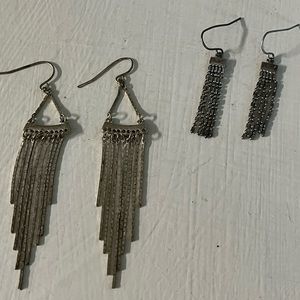 Lot of 2 pairs fringe silver earring